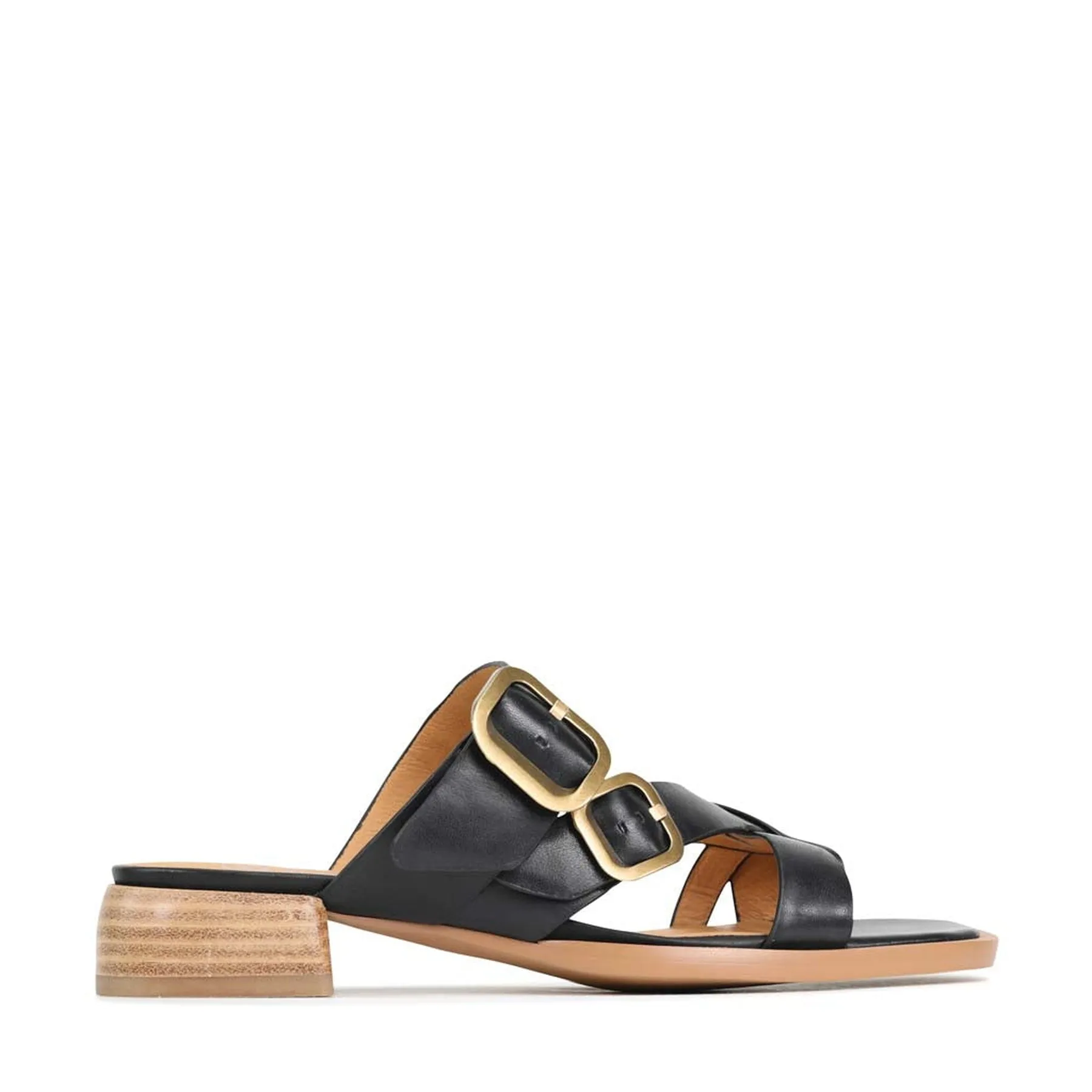 SANDALES SLIDE EN CUIR TEIA