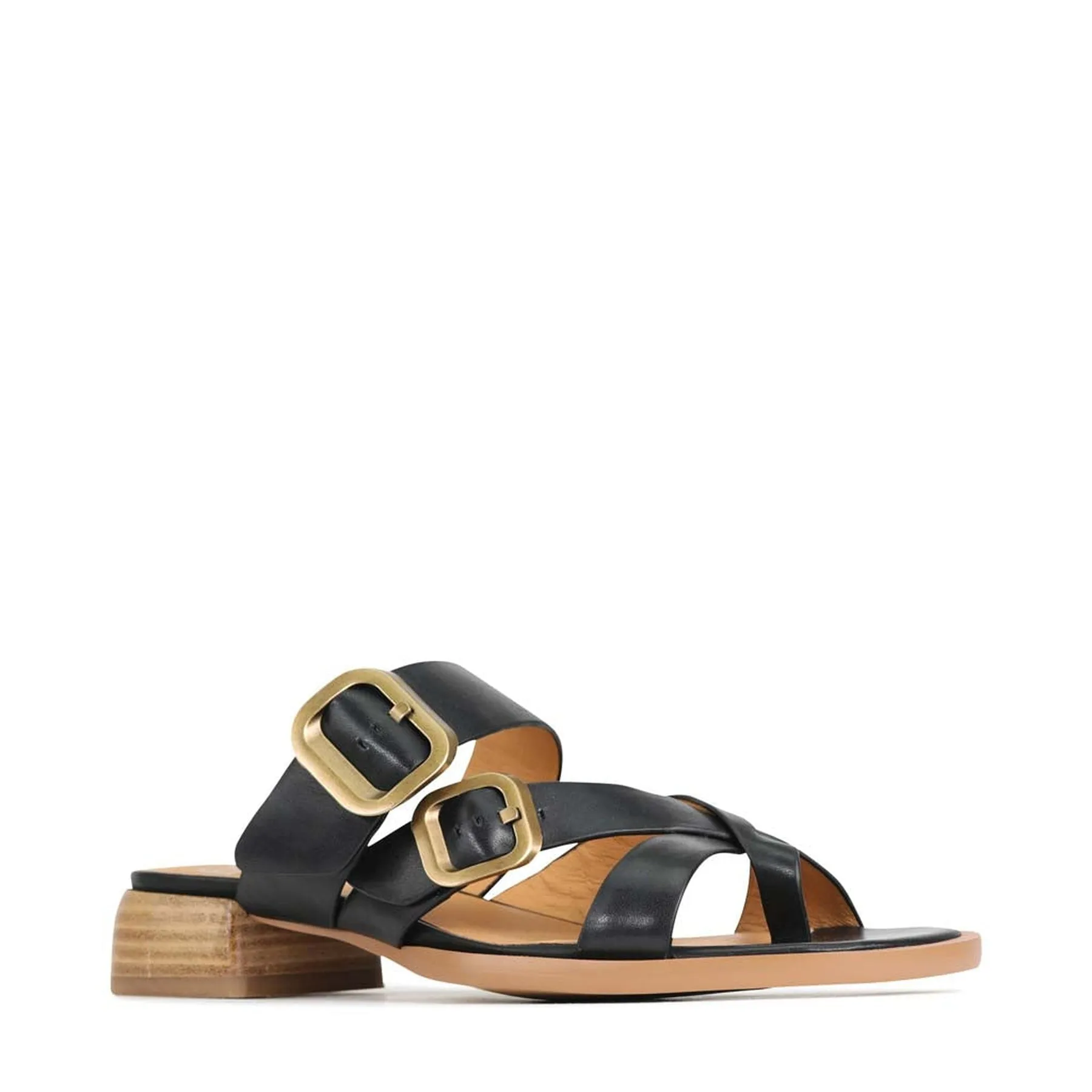 SANDALES SLIDE EN CUIR TEIA