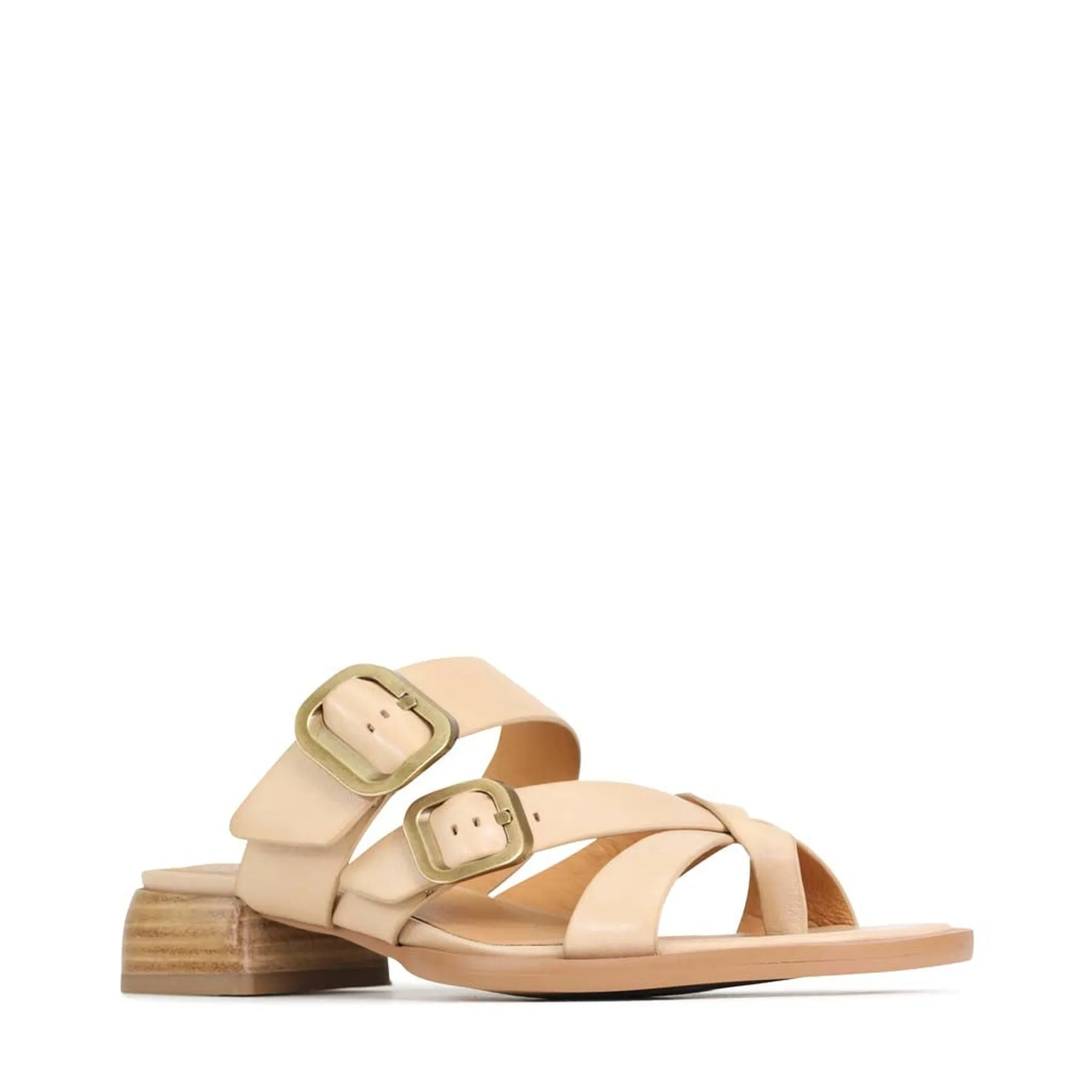 SANDALES SLIDE EN CUIR TEIA