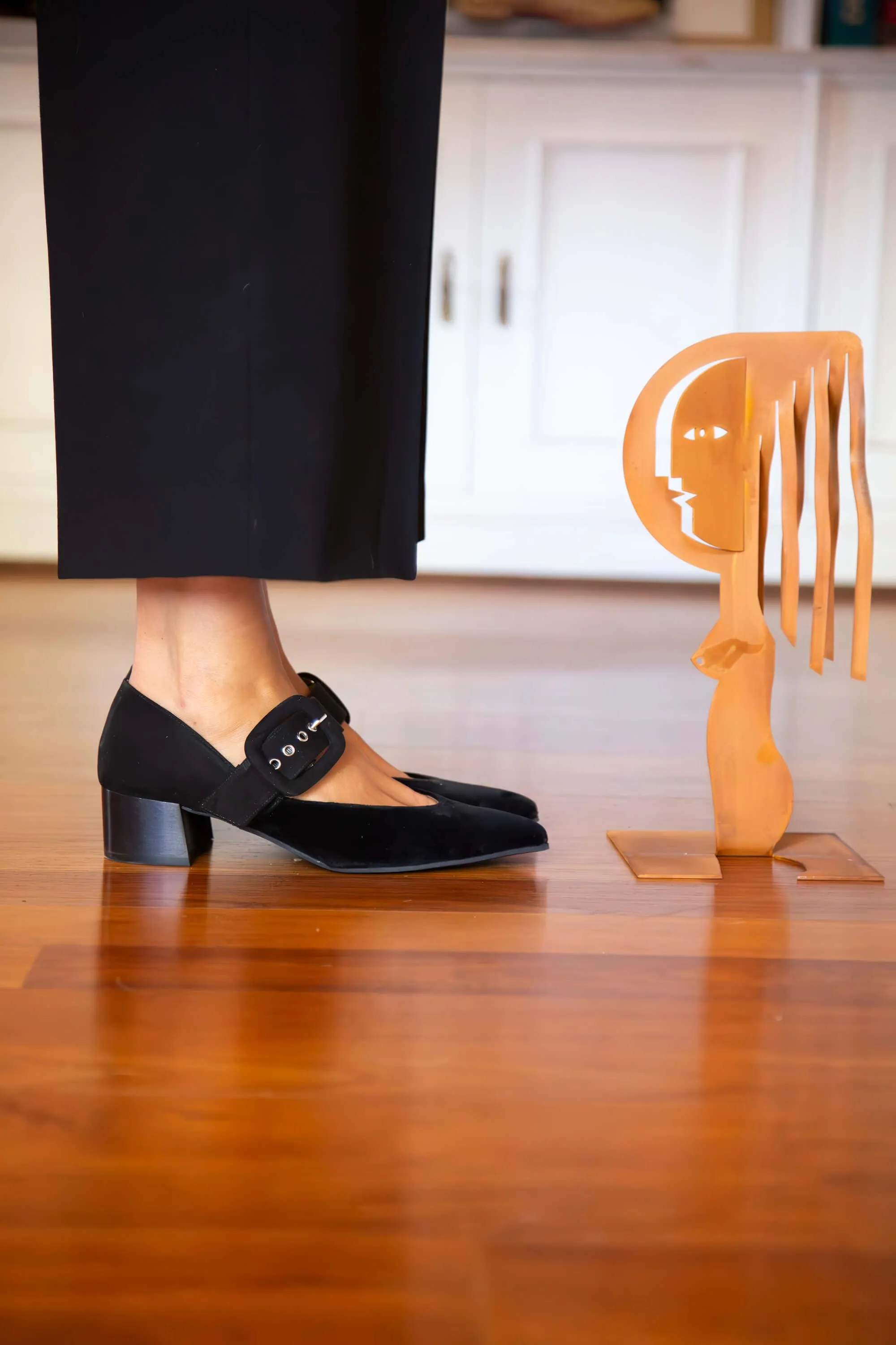 Sandales à talons en simili suédé vegan Tulip | Noir