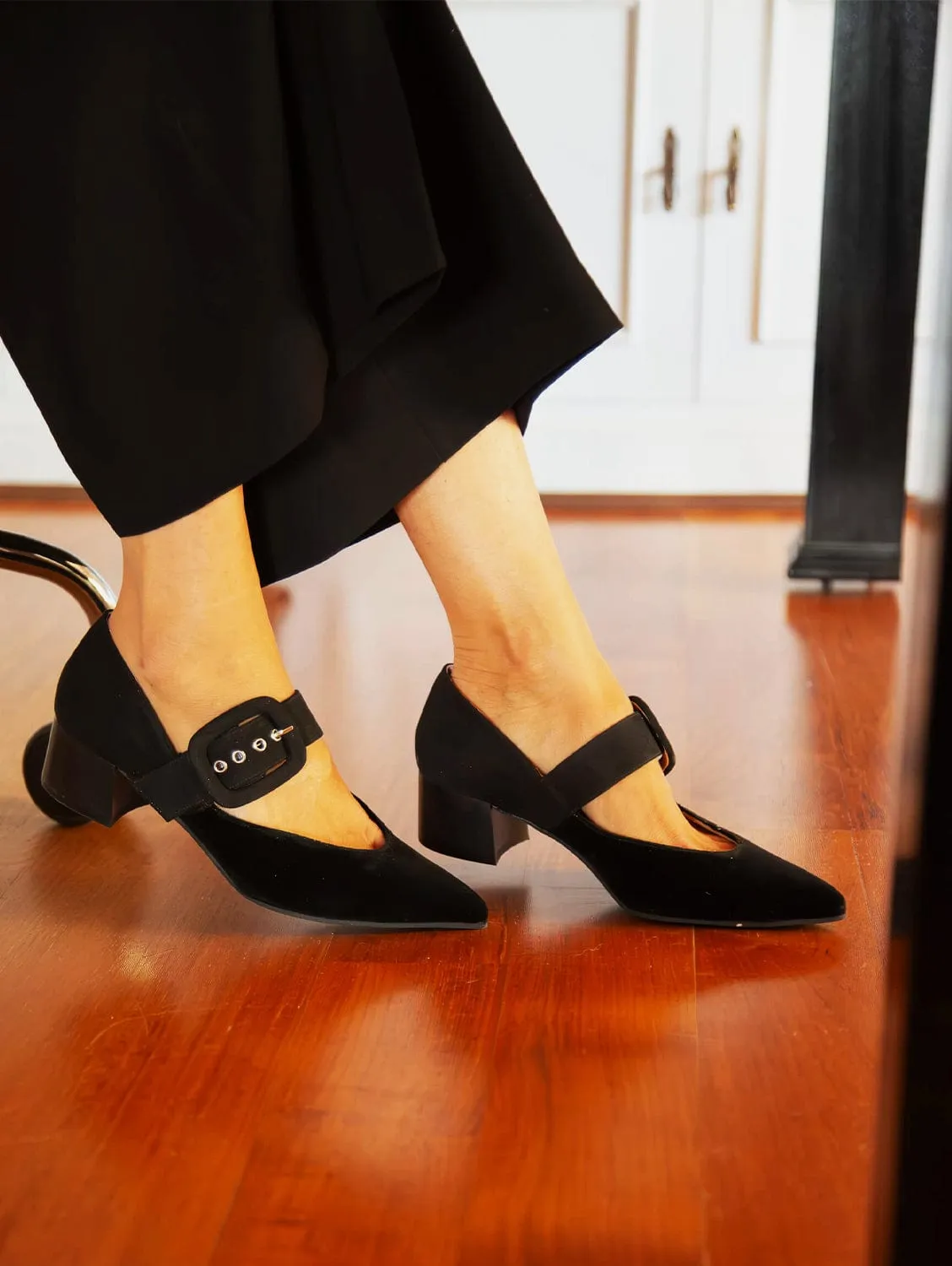 Sandales à talons en simili suédé vegan Tulip | Noir