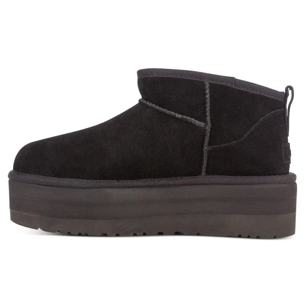 Bottes plates pour femmes Ugg Classic Ultra Mini en daim et cuir