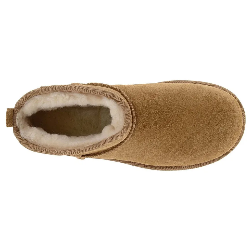 Bottes plates pour femmes Ugg Classic Ultra Mini en daim et cuir
