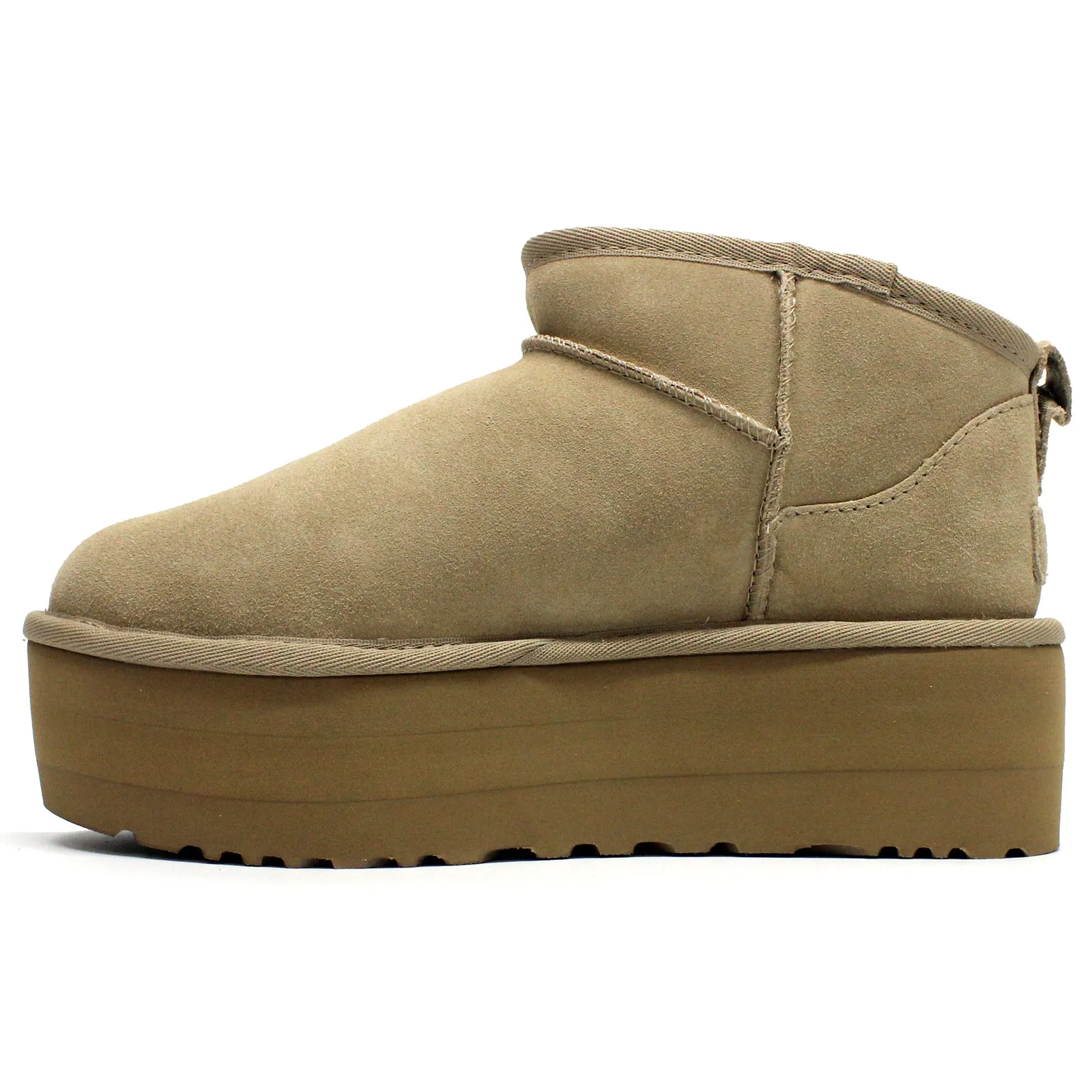 Bottes plates pour femmes Ugg Classic Ultra Mini en daim et cuir