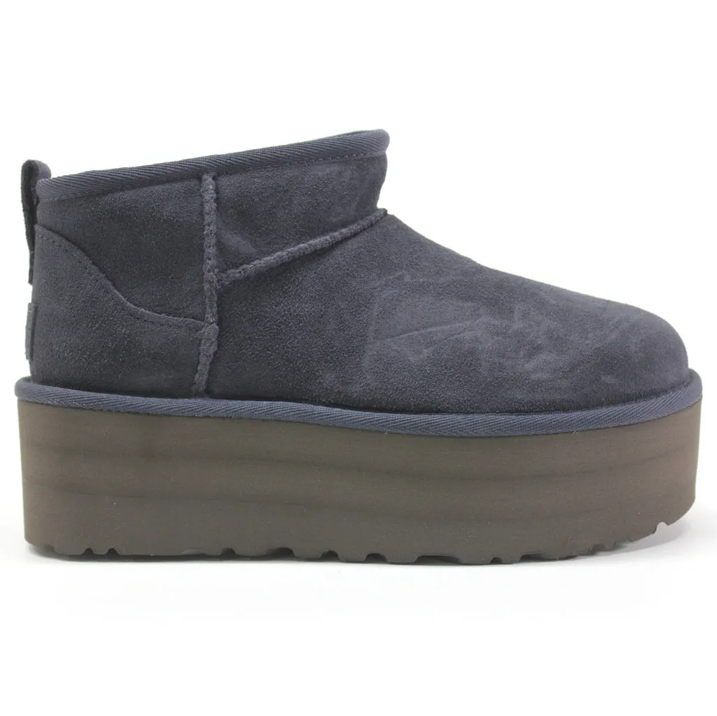 Bottes plates pour femmes Ugg Classic Ultra Mini en daim et cuir