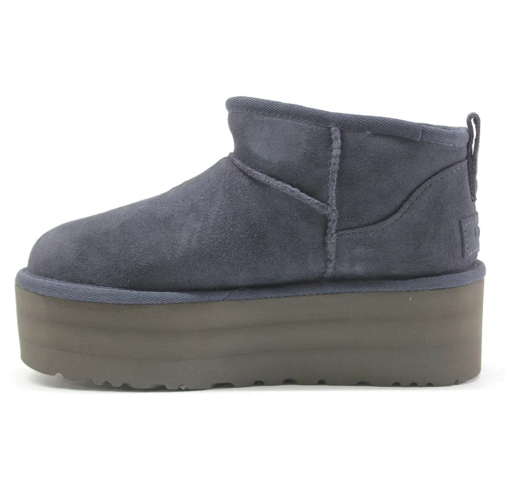 Bottes plates pour femmes Ugg Classic Ultra Mini en daim et cuir