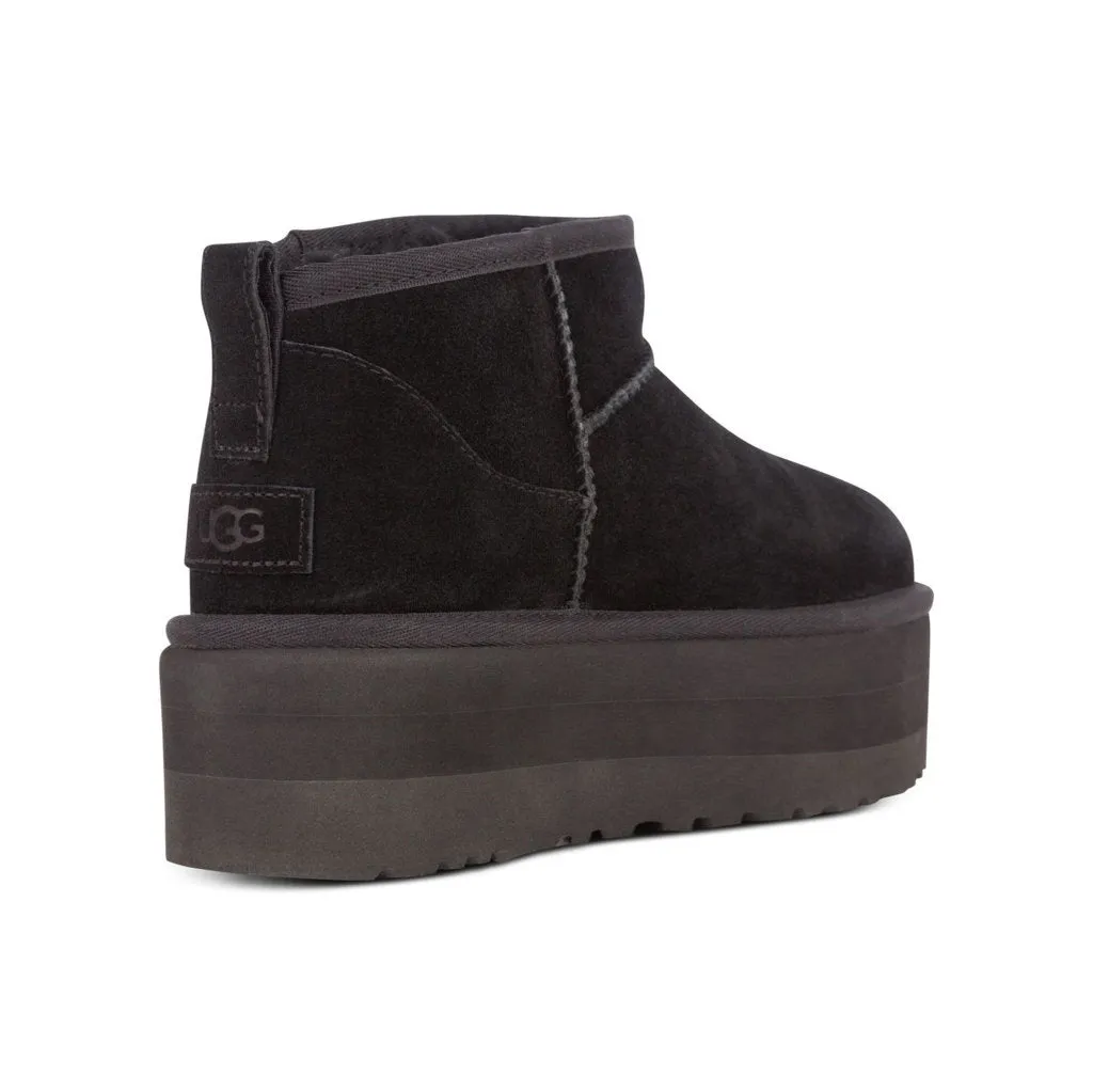 Bottes plates pour femmes Ugg Classic Ultra Mini en daim et cuir