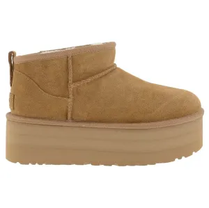 Bottes plates pour femmes Ugg Classic Ultra Mini en daim et cuir