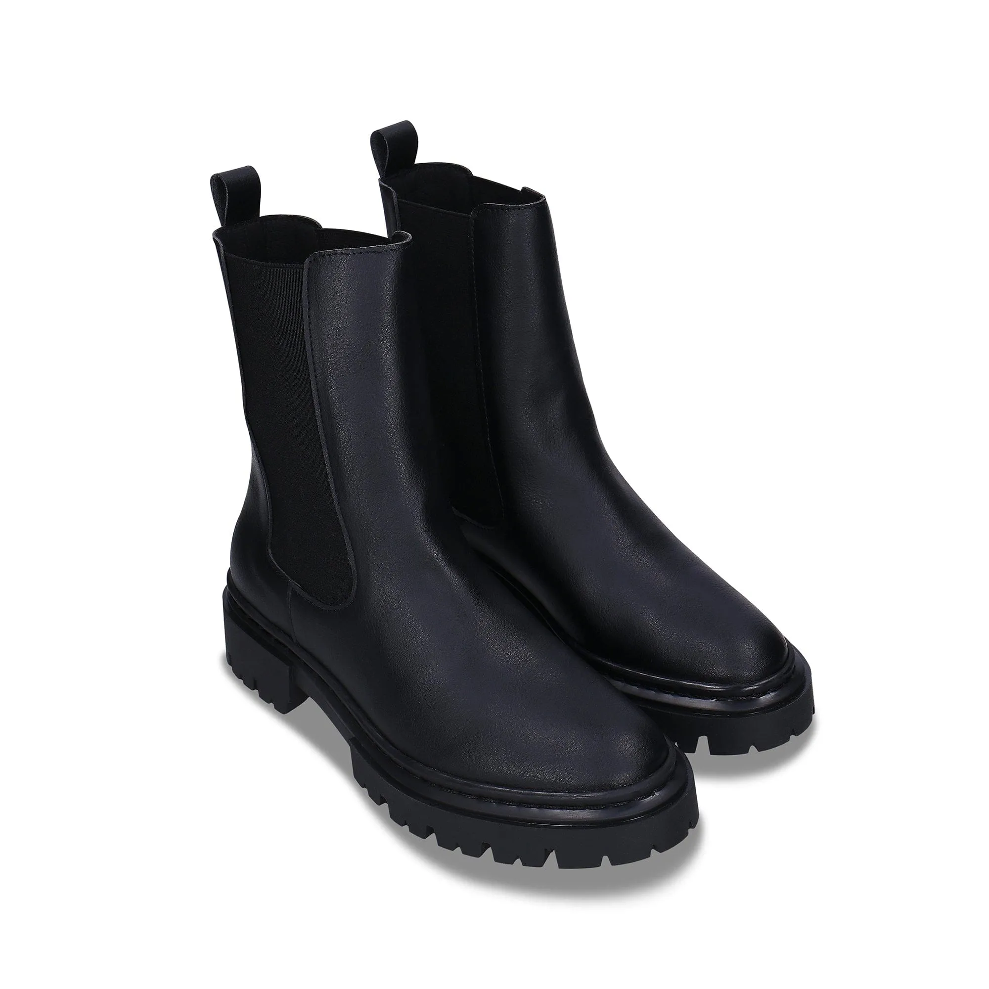 Bottes Chelsea hautes en similicuir vegan pour femmes Vikky | Noir