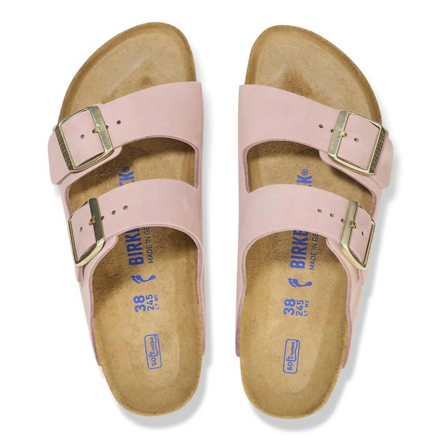 Sandale Arizona pour femme en cuir nubuck avec semelle intérieure douce, couleur rose doux