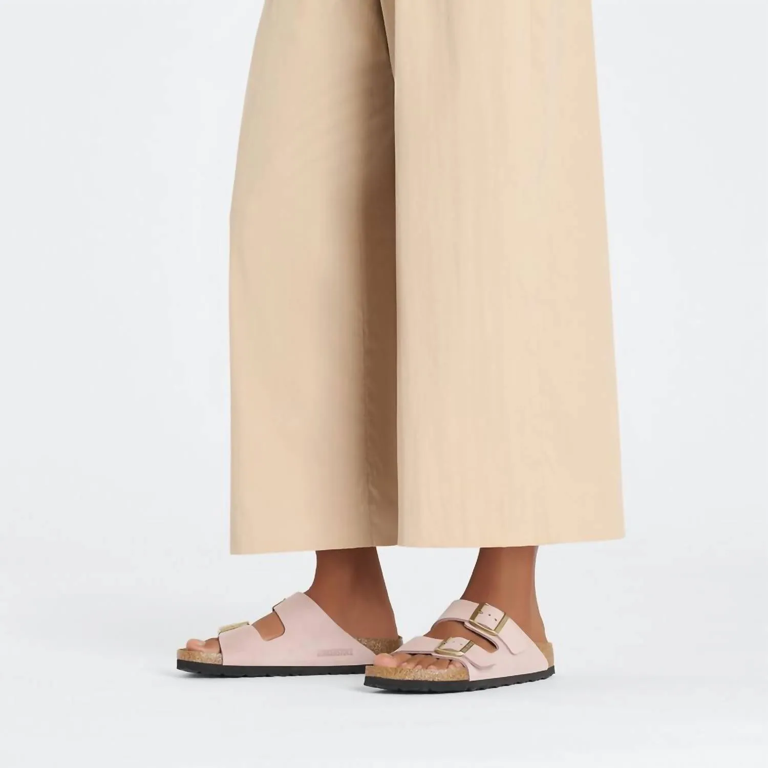 Sandale Arizona pour femme en cuir nubuck avec semelle intérieure douce, couleur rose doux