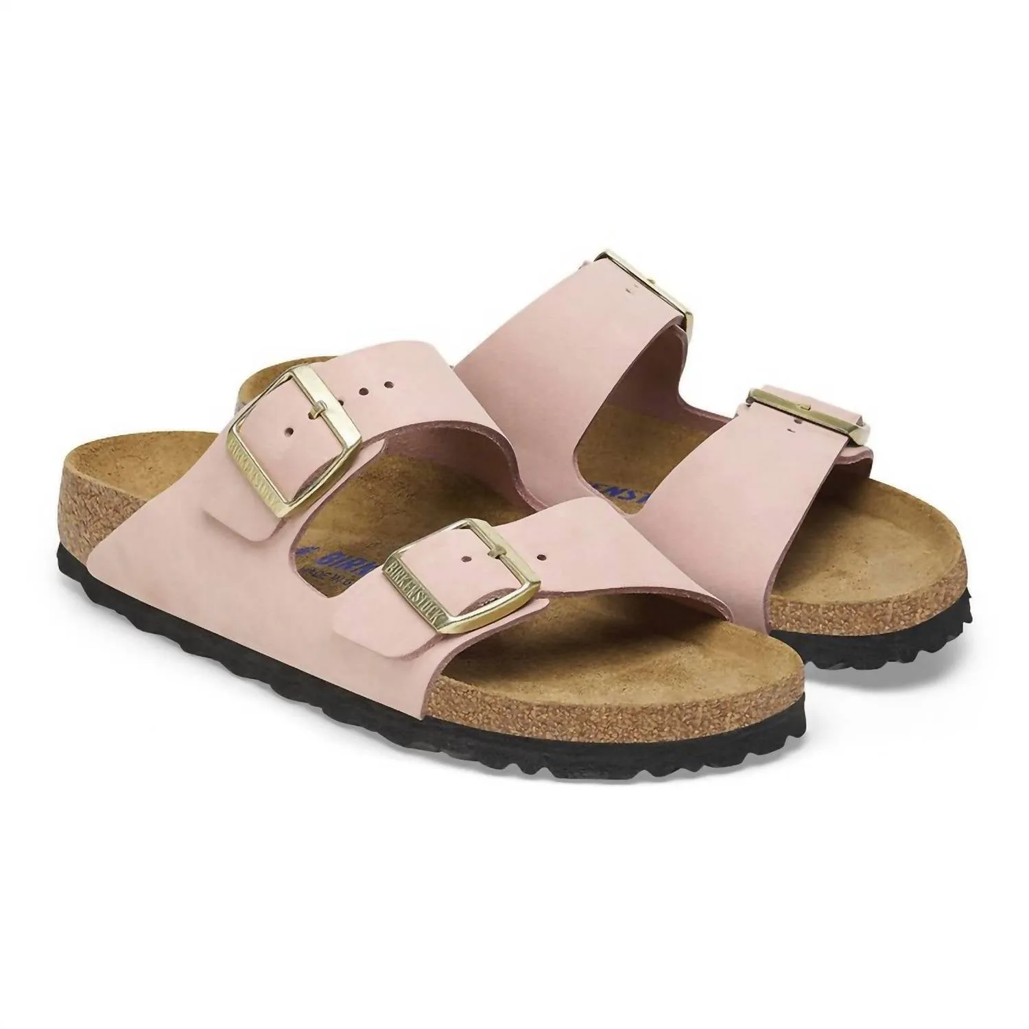 Sandale Arizona pour femme en cuir nubuck avec semelle intérieure douce, couleur rose doux
