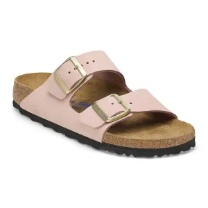 Sandale Arizona pour femme en cuir nubuck avec semelle intérieure douce, couleur rose doux