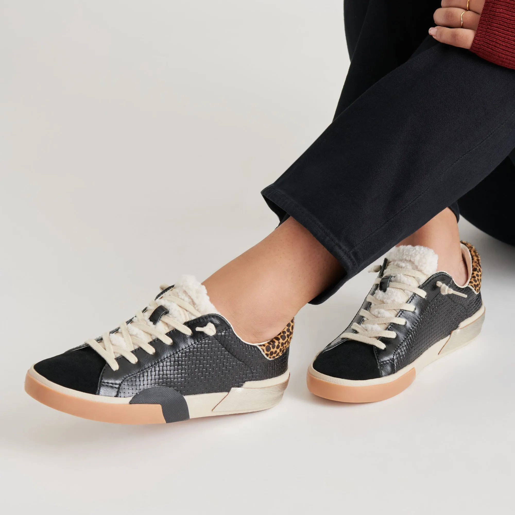 ZINA CHAUSSURES DE SPORT EN PELUCHE NOIR MULTICOLORE TISSÉ