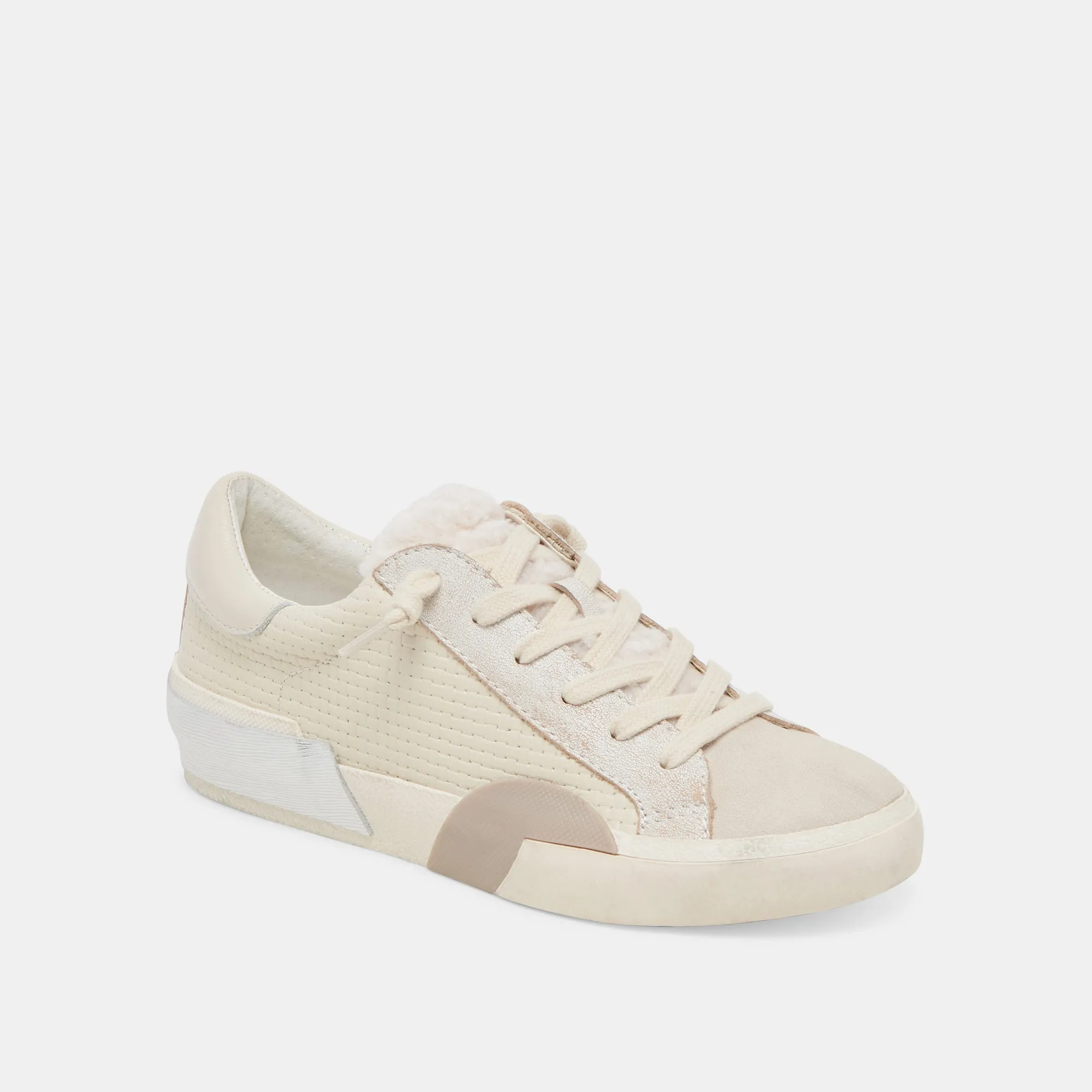 ZINA SNEAKERS EN PELUCHE TISSÉE OFF WHITE